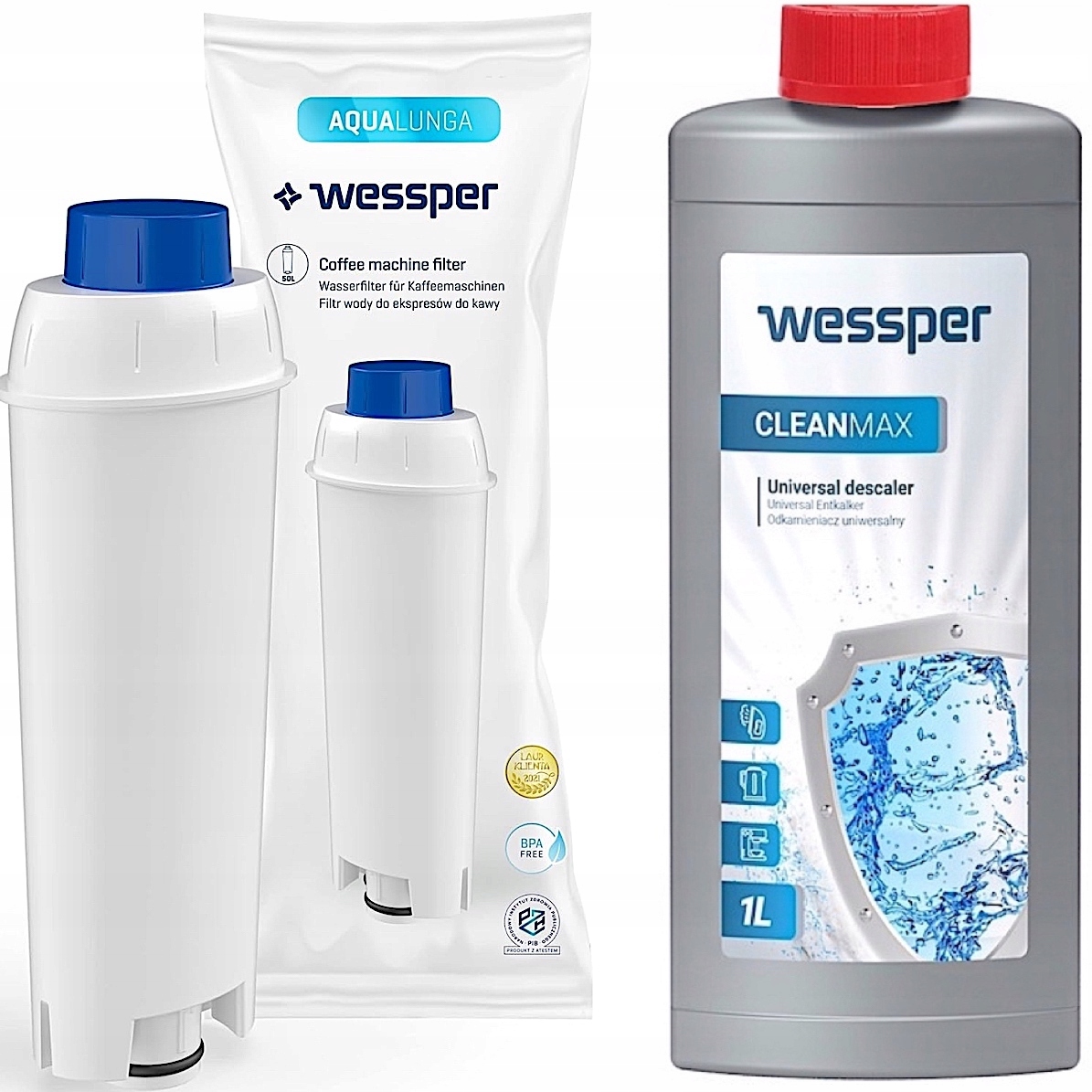 Wessper Cleanmax 1 L + 2× filtračná vložka Wessper AquaLunga WES039 1 ks.